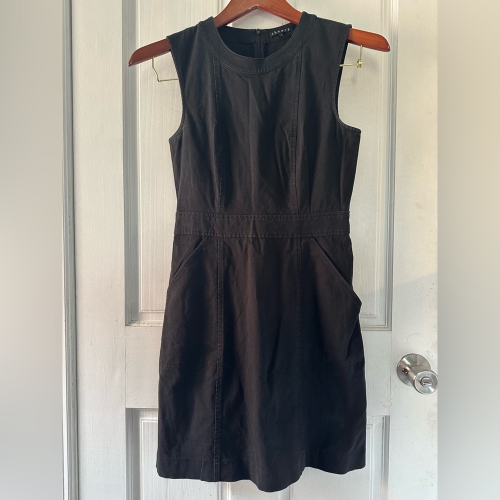 Theory Black Denim Tailored Sheath Dress